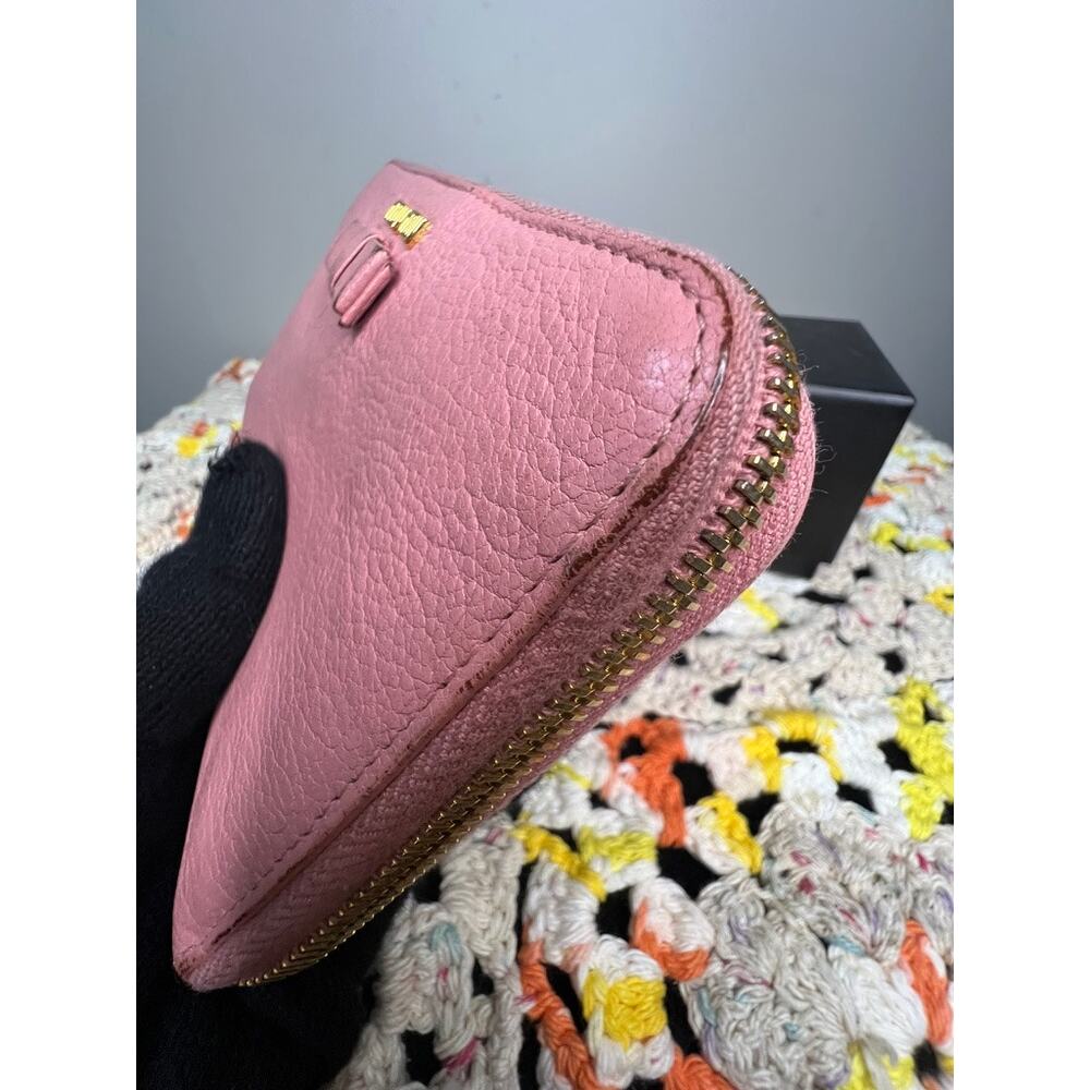 Miu Miu Madras Bicolore Bow Zip Around Wallet Rosa Gemma Pink Authentic - Picture 5 of 16